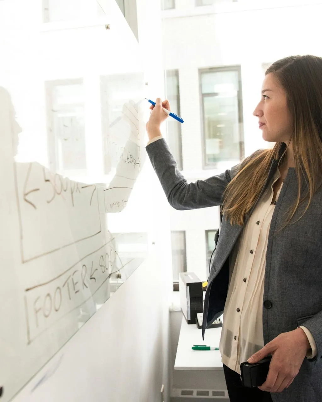Strategische KI-Planung – Whiteboard-Skizze einer Implementierungs-Roadmap