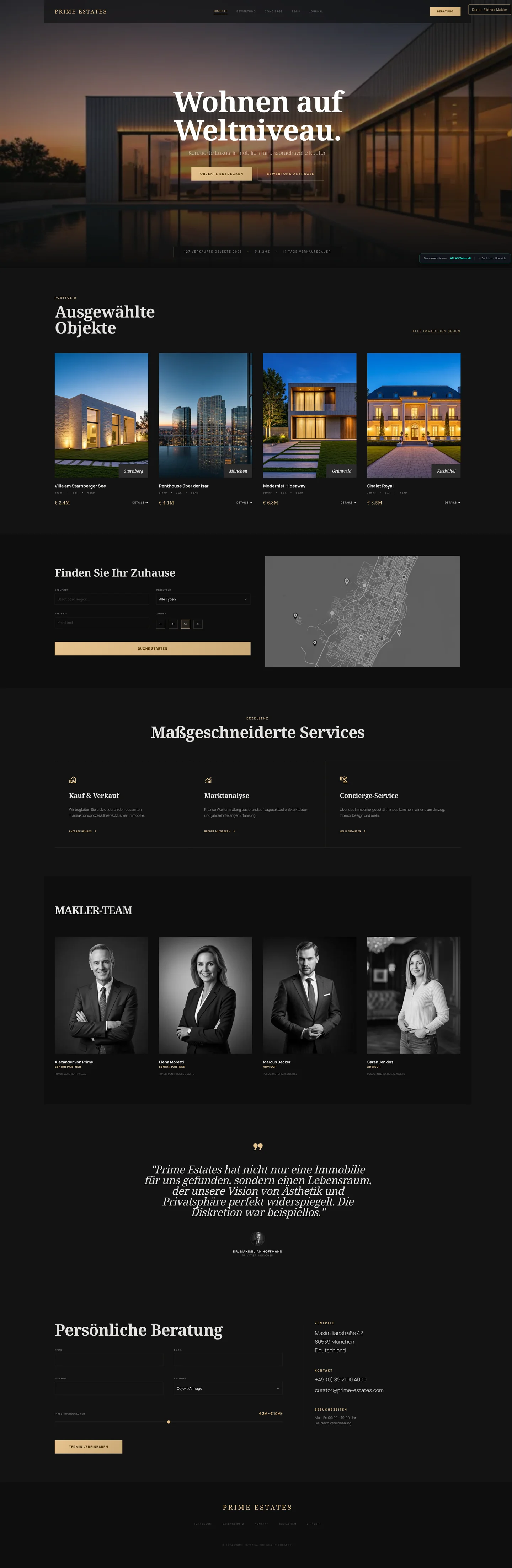 Beispiel-Website: Prime Estates — Luxus-Immobilien